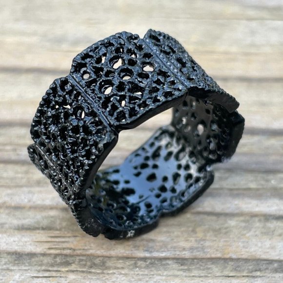 Fashion Ring Black Tone Unisex Jewelry Ring Crystal Accent Rings Size 11 - Picture 11 of 12